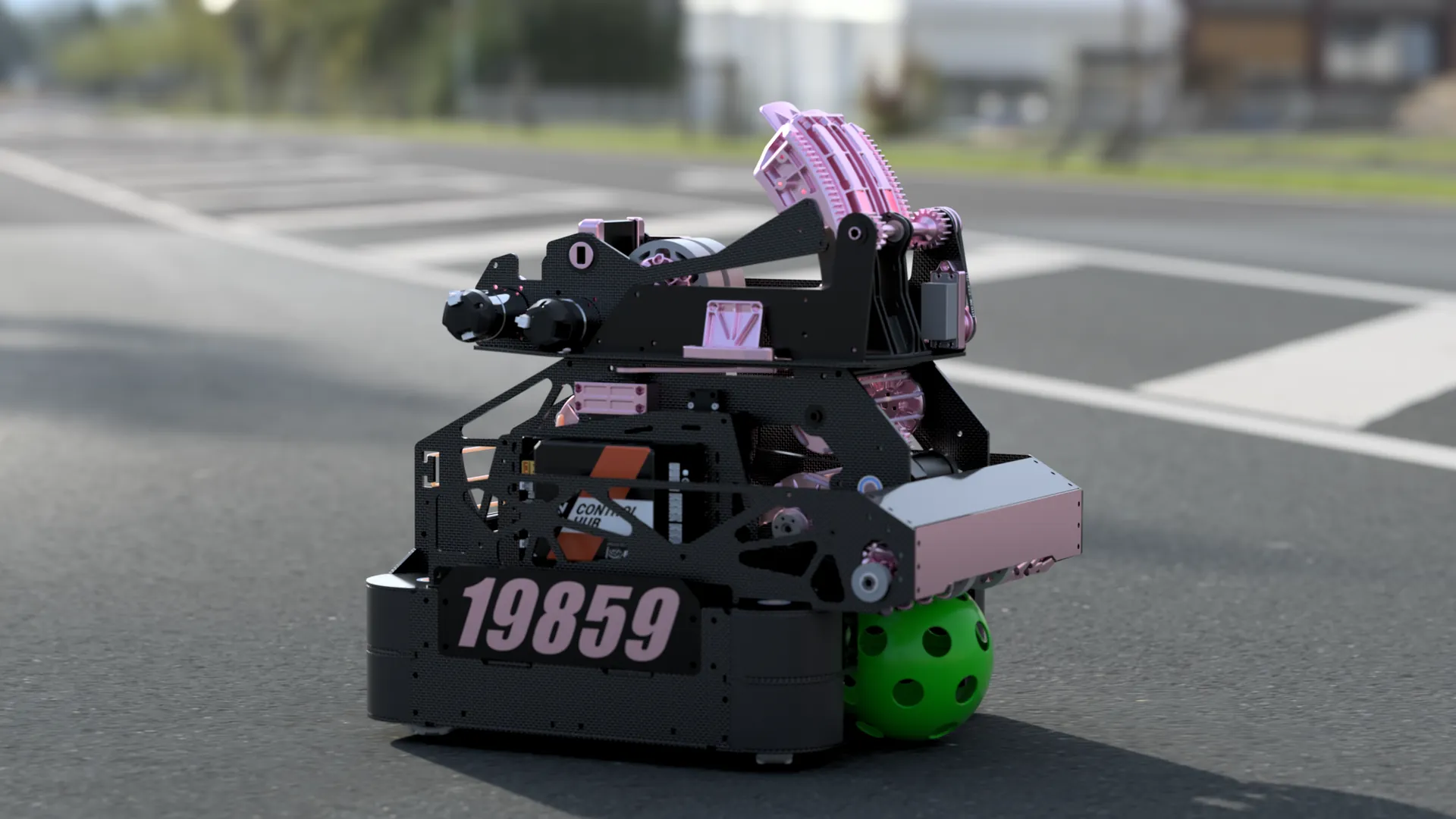 Render of the IK19859 robot on the competition field