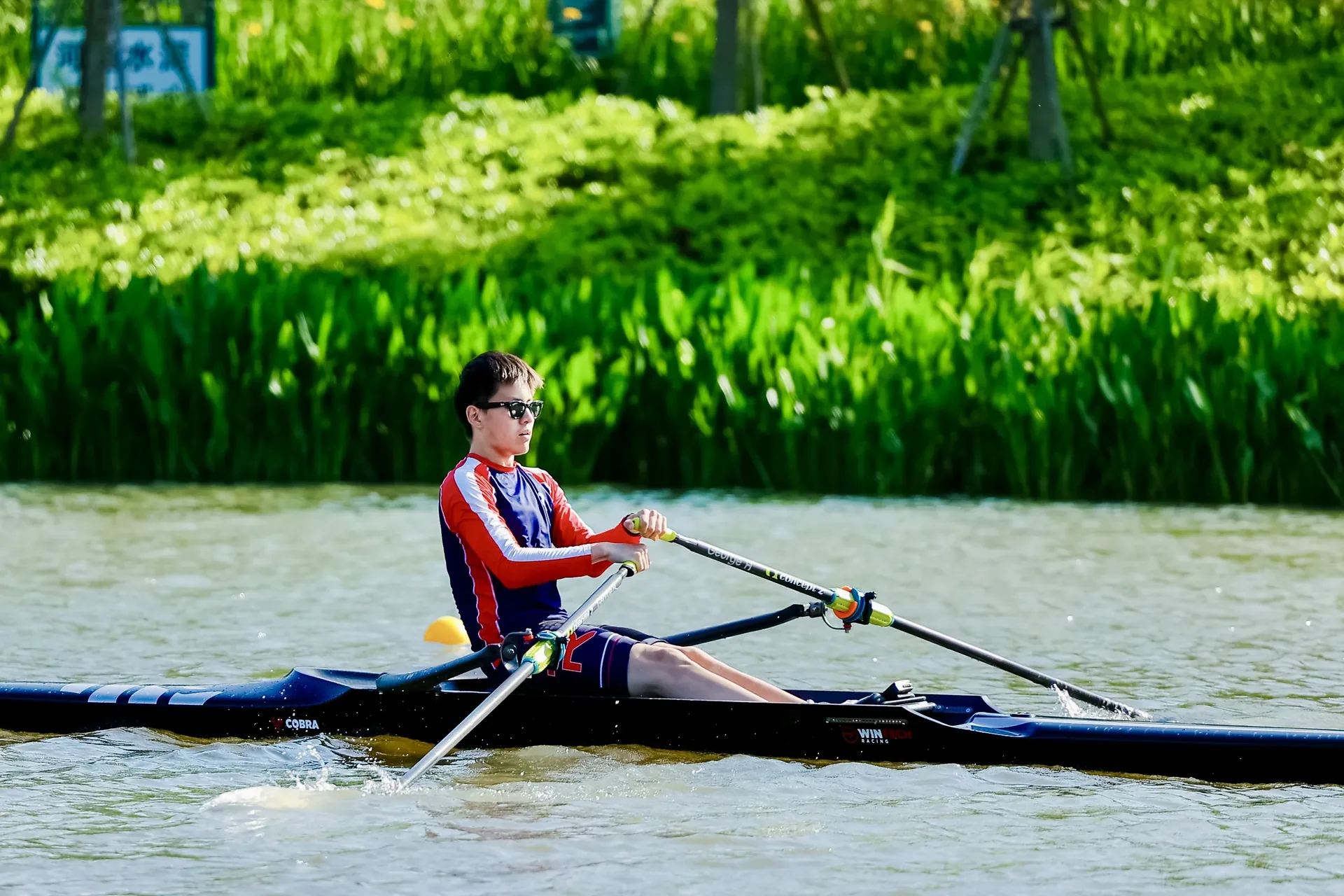 Shanghai Dream Regatta 2026 — George Hu racing in single scull